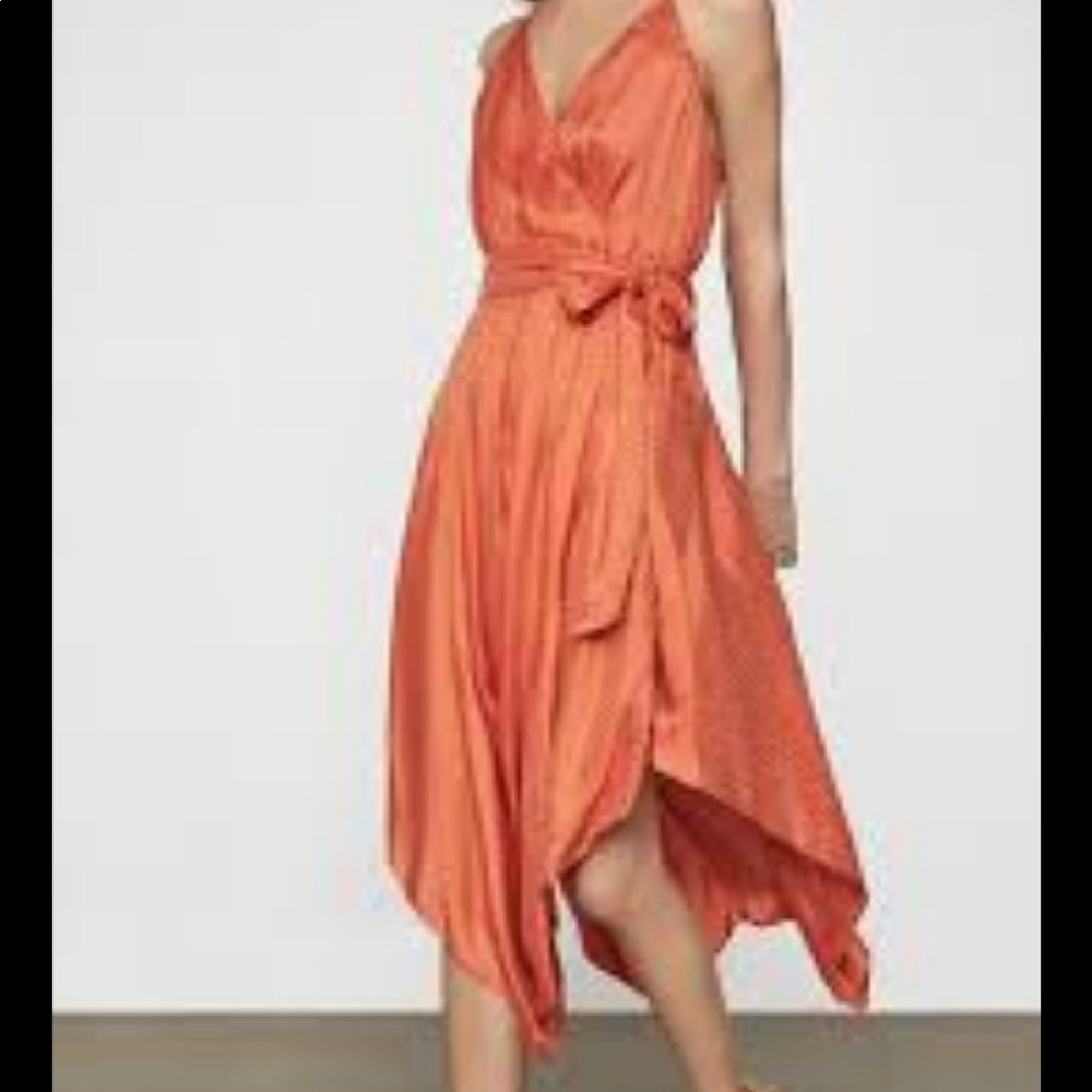 🍊 BCBGMaxAzria | Faux Wrap Dress | Papaya | XS